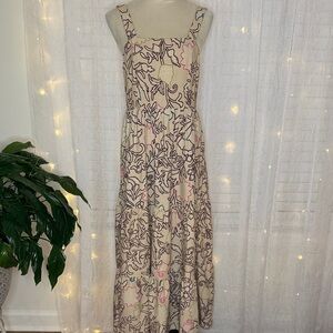 Knox Rose Beige and Pink Floral Maxi Dress